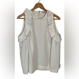 Ted Baker Top Blouse Shirt Size 2 Ruffled Could Shoulder Off White Ivory